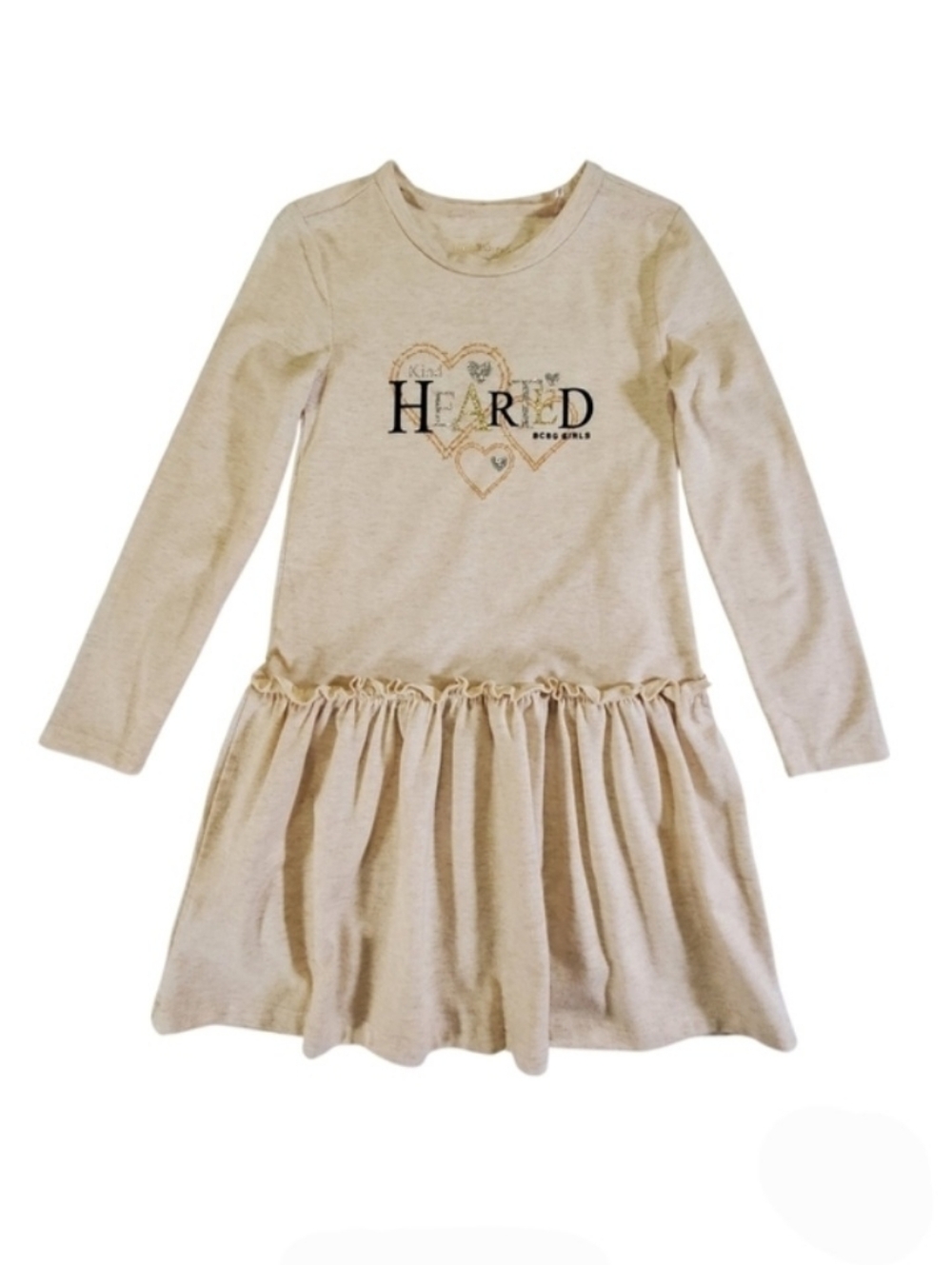 K1261 * BCBG Girls Kind Hearted Sparkly Dress Cream Oatmeal Size S (4/5)